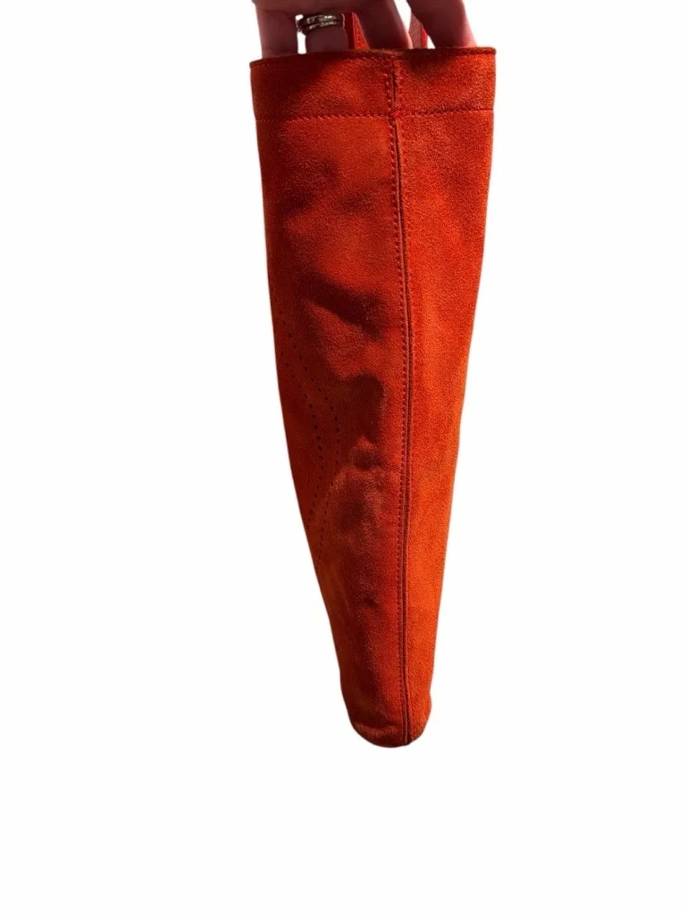 Tory Burch Marion Red Suede Logo Tote Bag